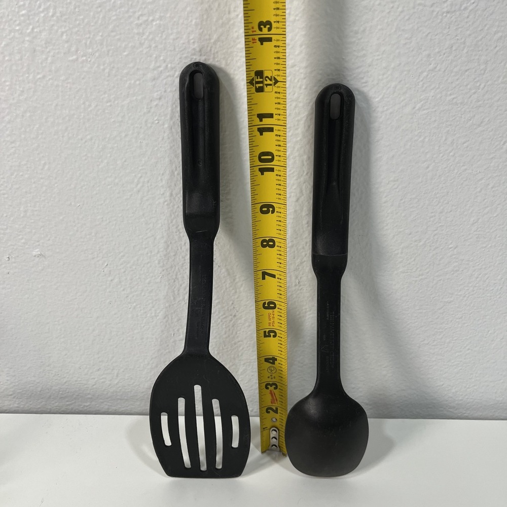 The Pampered Chef Slotted Spatula Black Nylon Spoon Utensil Set 13" USA - Picture 11 of 16